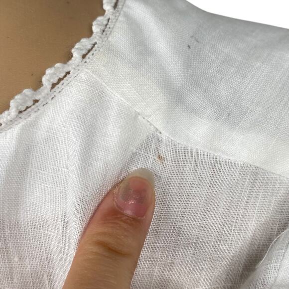 J.Crew White Linen Pom Pom Tassel Long Sleeve Top SZ 0 - Picture 12 of 12